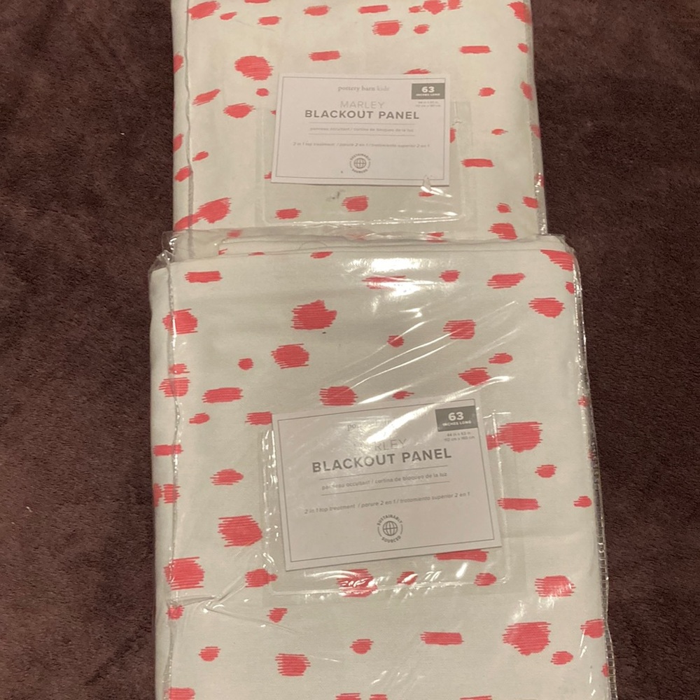 Pottery Barn Kids blackout panels. 44in x 63in long. New never used.